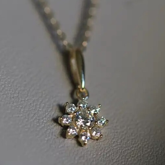 Dainty diamond flower necklace